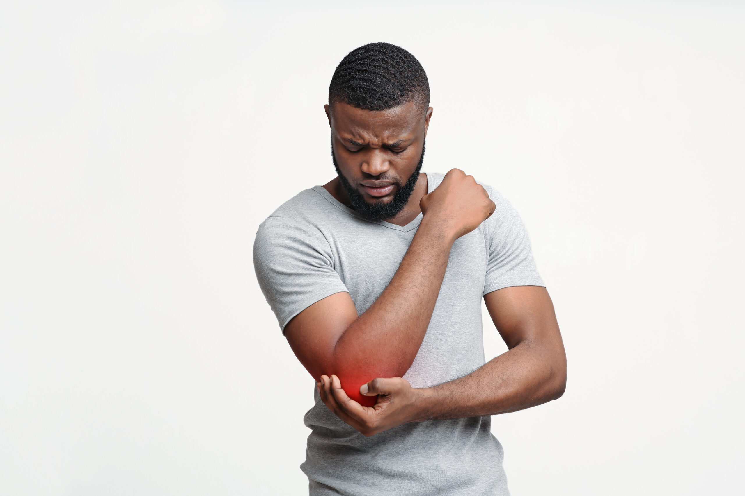 young man having elbow pain